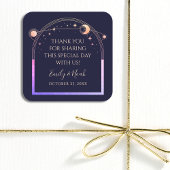 神秘的なレインボーネイビーブルーサンムーンスターズ結婚ズ スクエアシール