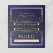 神秘的なレインボーネイビーブルーサンムーンスターズ結婚ズ プレイスカード (外部開封)