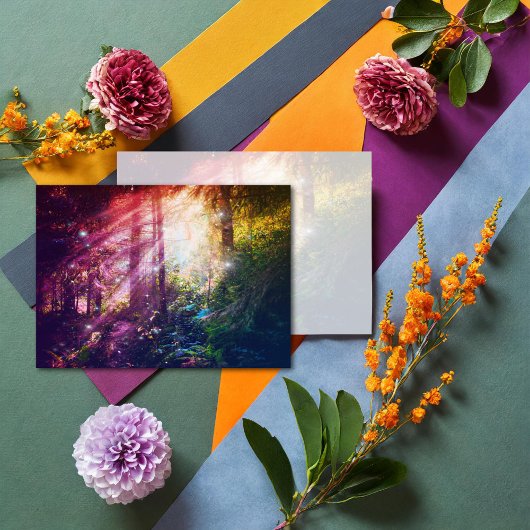 神秘的なレインボーフォレストウッドランド芸術的 ノートカード