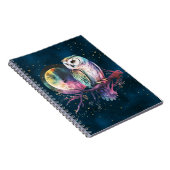 神秘的なレインボーフクロウと満月の天空 ノートブック (右側)