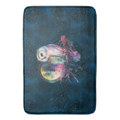 神秘的なレインボーフクロウと満月の天空 バスマット (正面縦)