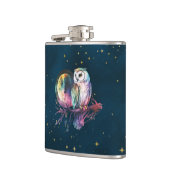神秘的なレインボーフクロウと満月の天空 フラスク (左)