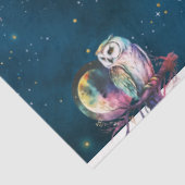 神秘的なレインボーフクロウと満月の天空 薄葉紙 (詳細)