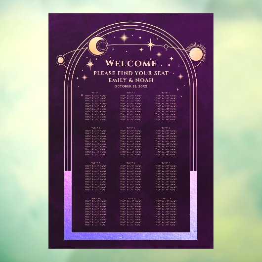 神秘的なレインボープラムサンムーンスターズ結婚ズ ウィンドウサイン (シート3)