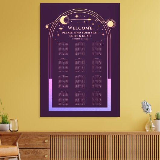 神秘的なレインボープラムサンムーンスターズ結婚ズ キャンバスプリント (インサイチュ (リビング))