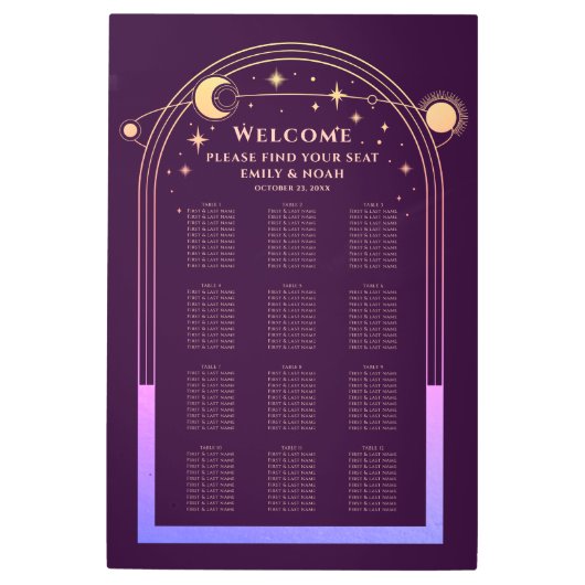 神秘的なレインボープラムサンムーンスターズ結婚ズ メタルプリント (正面)