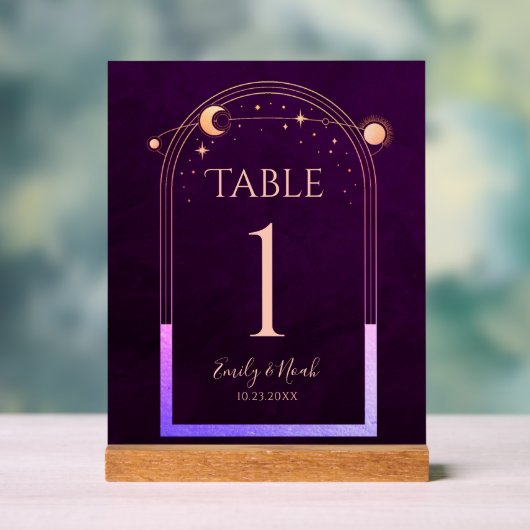 神秘的なレインボー深いプラムサンムーンスターズ結婚ズ アクリルサイン (ニュートラル)