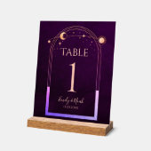 神秘的なレインボー深いプラムサンムーンスターズ結婚ズ アクリルサイン (傾斜)