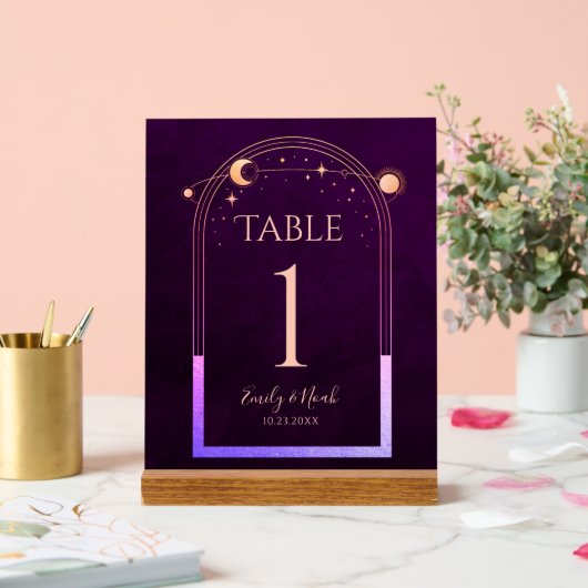 神秘的なレインボー深いプラムサンムーンスターズ結婚ズ アクリルサイン (ウェディング)