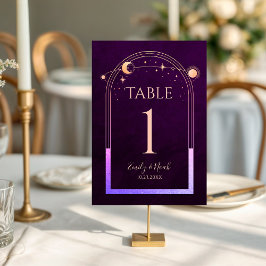 神秘的なレインボー深いプラムサンムーンスターズ結婚ズ テーブルナンバー