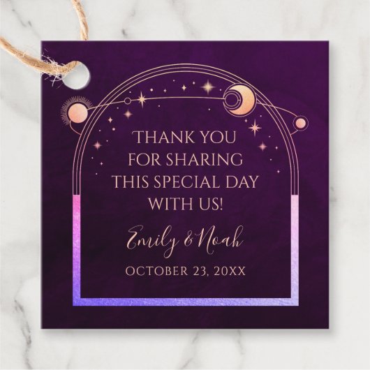 神秘的なレインボー深いプラムサンムーンスターズ結婚ズ フェイバータグ (正面)