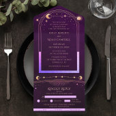 神秘的なレインボー深いプラムサンムーン天文学 オールインワン招待状