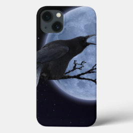 神秘的なレイヴンと満月カラス愛好家の芸術 iPhone 13ケース