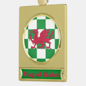 神秘的なレッドケルトのドラゴン国旗 ゴールドプレートバナーオーナメント (左)