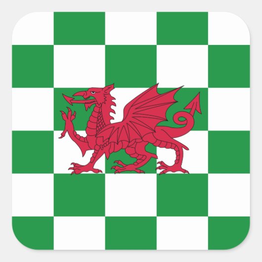 神秘的なレッドケルトのドラゴン国旗 スクエアシール (正面)