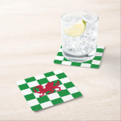 神秘的なレッドケルトのドラゴン国旗 スクエアペーパーコースター (インサイチュ)