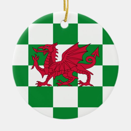 神秘的なレッドケルトのドラゴン国旗 セラミックオーナメント (正面)