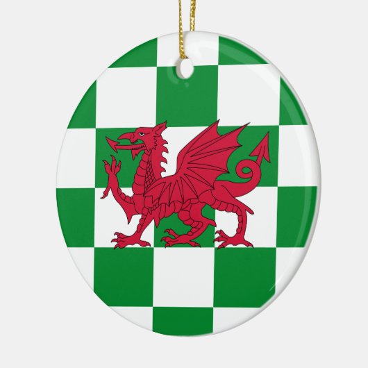 神秘的なレッドケルトのドラゴン国旗 セラミックオーナメント (左)