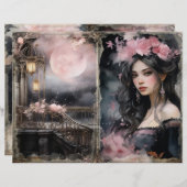 神秘的なレディビクトリアン・ピンク・ジャンク・ジャーナル・ページ (正面/裏面)