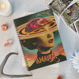 神秘的なレトロコラージュのオカルト星占いOracle ノートブック