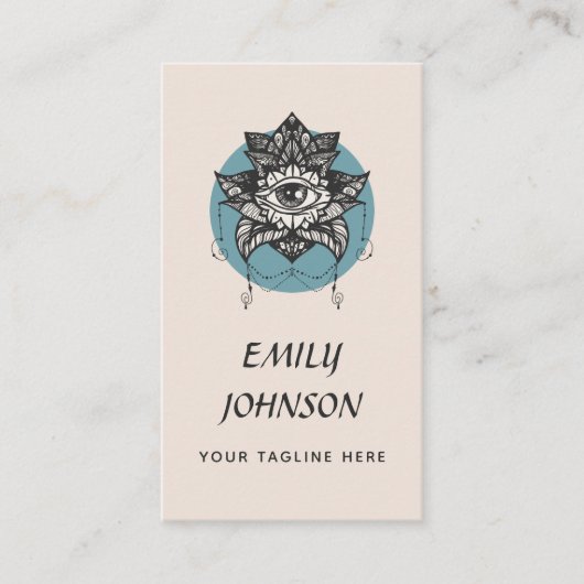 神秘的なロータスフラワーサードアイベージュメタフィシカル 名刺 (正面)