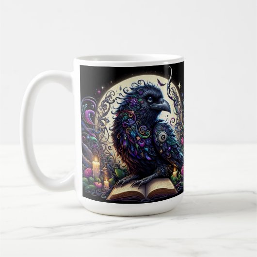 神秘的なワタリガラス幻想世界 コーヒーマグカップ (左)