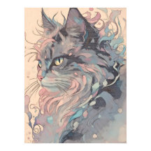 神秘的なヴィンテージスタイルキャットアート