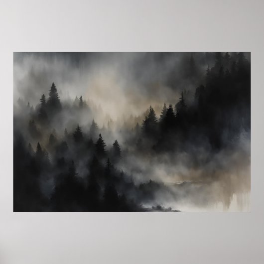 神秘的なヴェイルアート – 暗い中の層状のブラシストローク ポスター (正面)