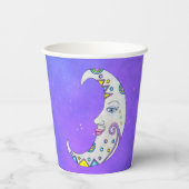 神秘的な三日月の顔抽象芸術標識 紙コップ (裏面)