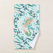 神秘的な人魚のパターン バスタオルセット (ハンドタオル)