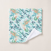 神秘的な人魚のパターン バスタオルセット (ウォッシュタオル)