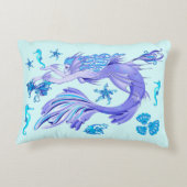 神秘的な人魚の妖精の紫色の生き物セラミックタイル アクセントクッション (裏面)