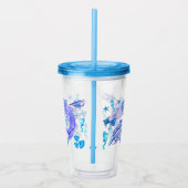 神秘的な人魚の妖精の紫色の生き物セラミックタイル アクリルタンブラー (右)