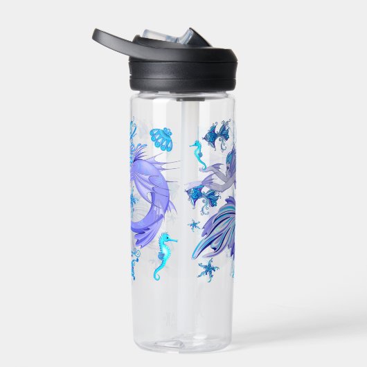 神秘的な人魚の妖精の紫色の生き物セラミックタイル ウォーターボトル (右面)