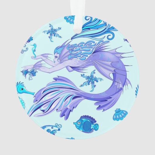 神秘的な人魚の妖精の紫色の生き物セラミックタイル オーナメント (裏面)