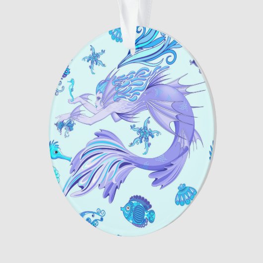 神秘的な人魚の妖精の紫色の生き物セラミックタイル オーナメント (正面)