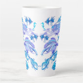 神秘的な人魚の妖精の紫色の生き物セラミックタイル カフェラテマグ (正面)