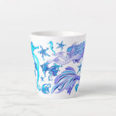 神秘的な人魚の妖精の紫色の生き物セラミックタイル カフェラテマグ (正面)