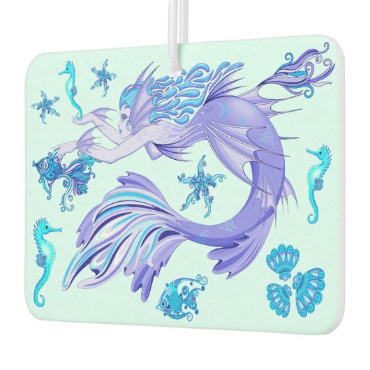 神秘的な人魚の妖精の紫色の生き物セラミックタイル カーエアーフレッシュナー (左)