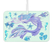 神秘的な人魚の妖精の紫色の生き物セラミックタイル カーエアーフレッシュナー (正面)