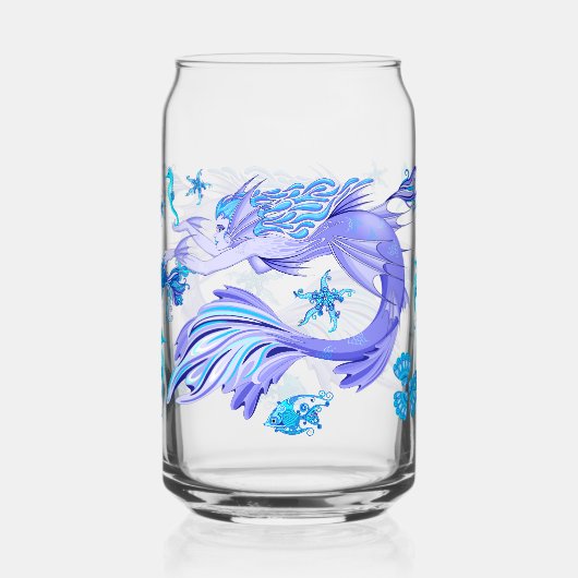 神秘的な人魚の妖精の紫色の生き物セラミックタイル ガラス缶 (正面)