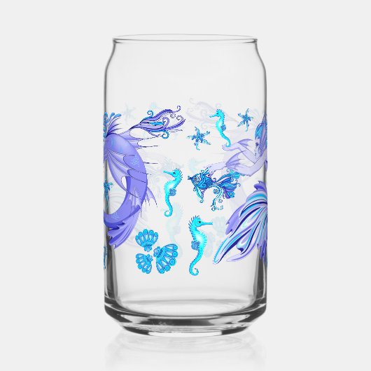 神秘的な人魚の妖精の紫色の生き物セラミックタイル ガラス缶 (左)