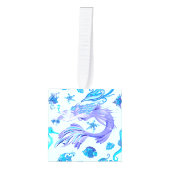 神秘的な人魚の妖精の紫色の生き物セラミックタイル キューブオーナメント (正面)