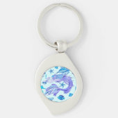 神秘的な人魚の妖精の紫色の生き物セラミックタイル キーホルダー (正面)