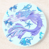 神秘的な人魚の妖精の紫色の生き物セラミックタイル コースター (正面)
