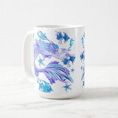 神秘的な人魚の妖精の紫色の生き物セラミックタイル コーヒーマグカップ (正面左)