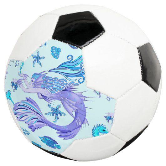 神秘的な人魚の妖精の紫色の生き物セラミックタイル サッカーボール (3/4)