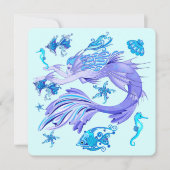 神秘的な人魚の妖精の紫色の生き物セラミックタイル サンキューカード (正面)