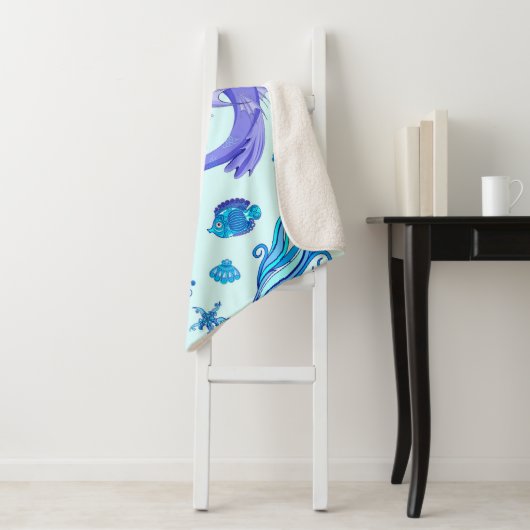 神秘的な人魚の妖精の紫色の生き物セラミックタイル シェルパブランケット (インサイチュ)