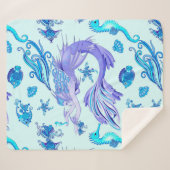 神秘的な人魚の妖精の紫色の生き物セラミックタイル シェルパブランケット (正面(横))